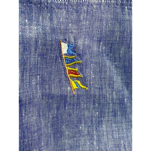 PUSSERS Linen Button-Up Shirt – Blue – Size M – Embroidered Collar & Logo - Picture 11 of 11